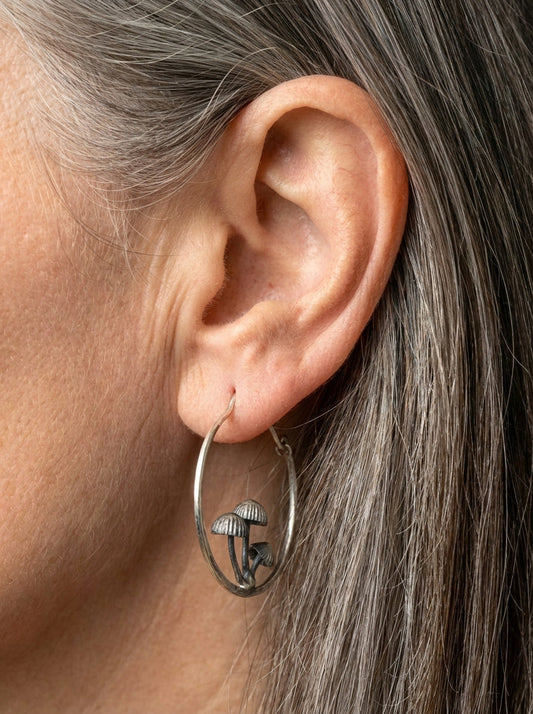 Vintage Mushroom Hoop Earrings