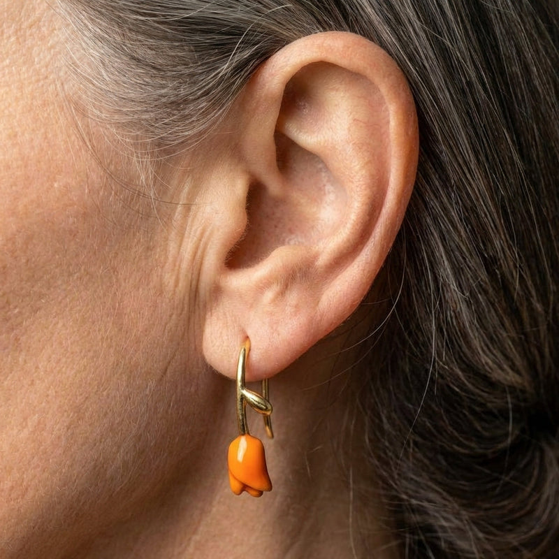 Vintage Orange Flower Earrings