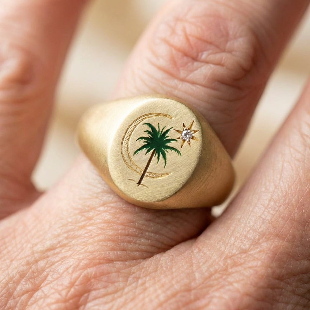 Vintage Palm Signet Ring