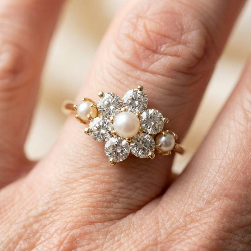 Vintage Pearl Diamond Ring