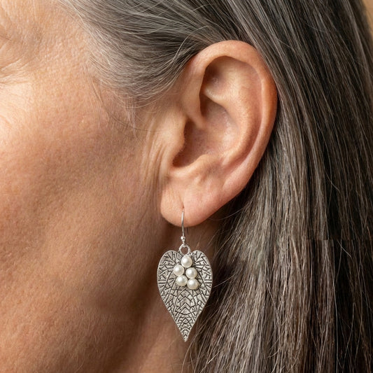 Vintage Pearl Leaf Earrings