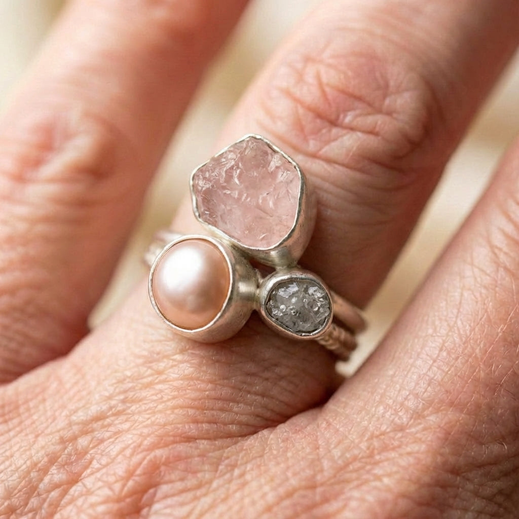 Vintage Pearl Pink Stone Ring