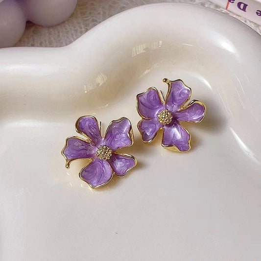 Vintage Purple Flower Earrings