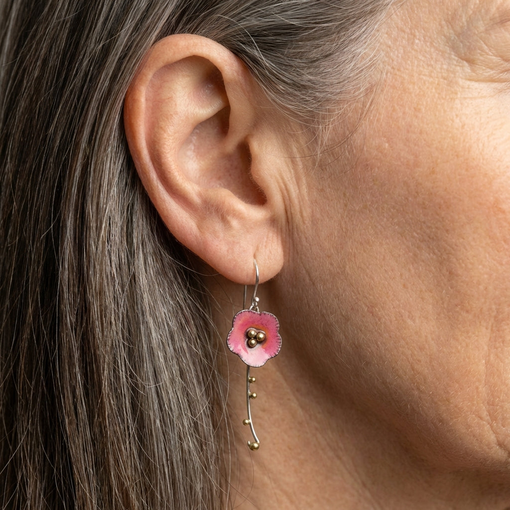 Vintage Red Flower Earrings
