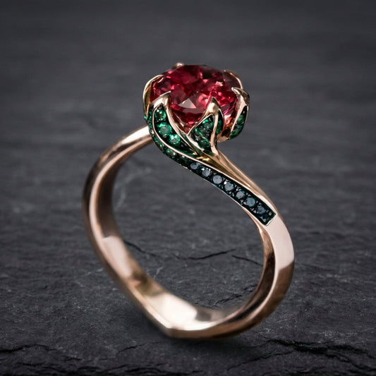Vintage Red Round Stone Ring