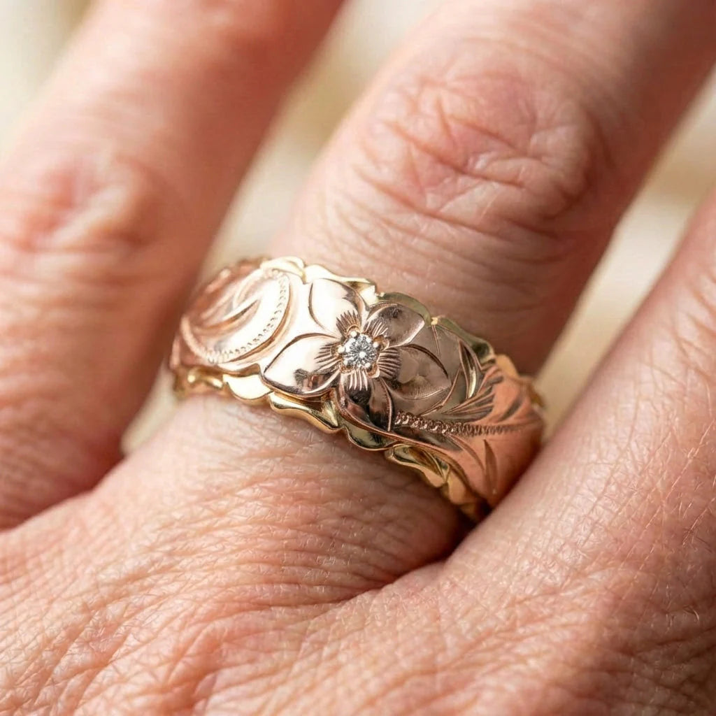Vintage Rose Gold Flower Ring