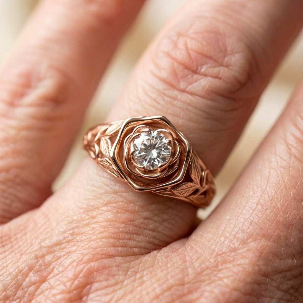 Vintage Rose Gold Flower Ring