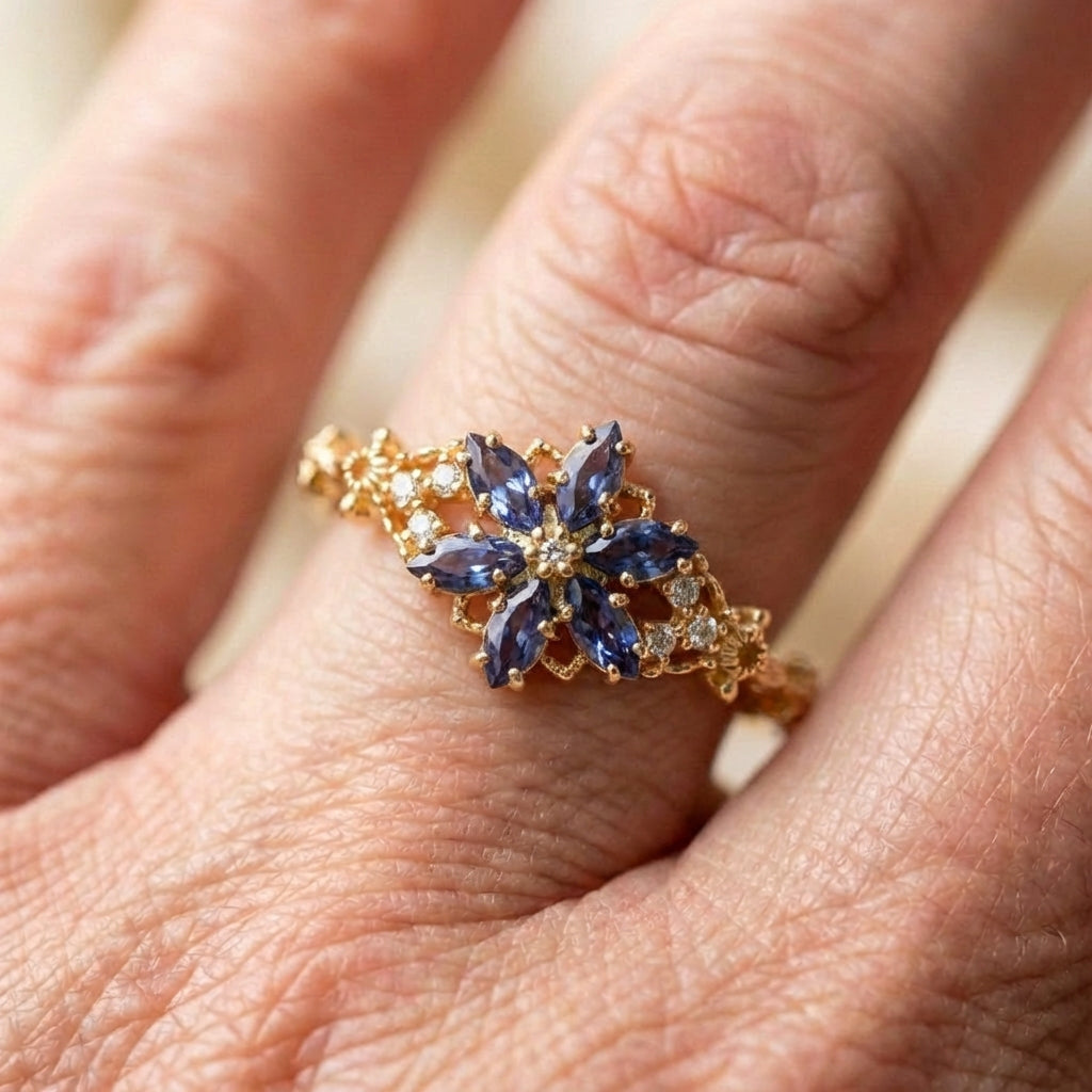 Vintage Sapphire Snowflake Ring