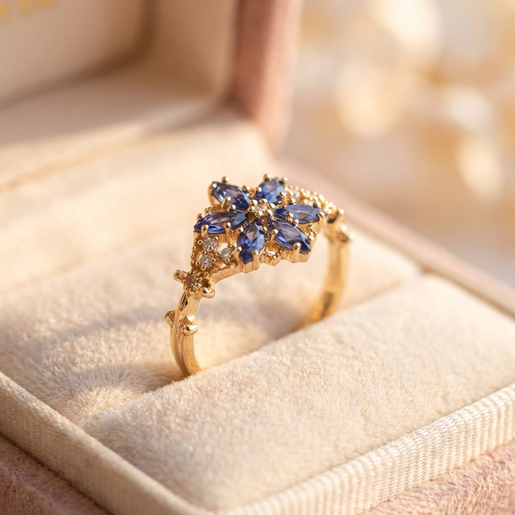 Vintage Sapphire Snowflake Ring