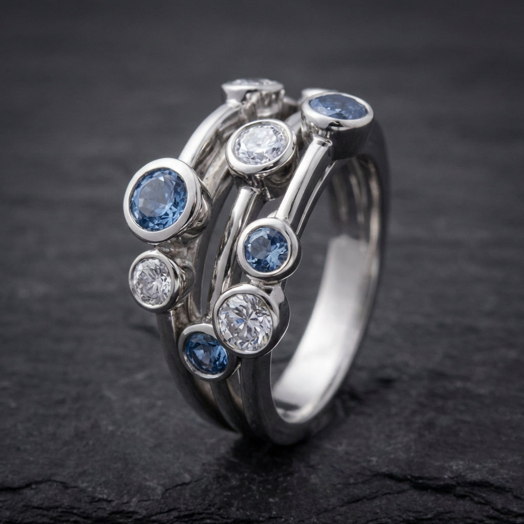Vintage Silver & Blue Zirconia Ring