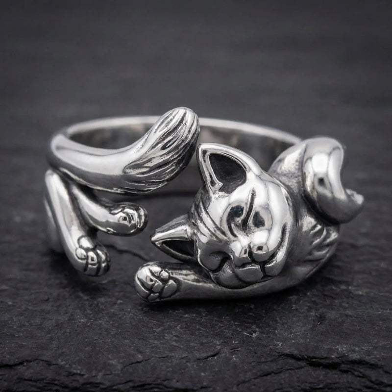 Vintage Silver Cat Ring