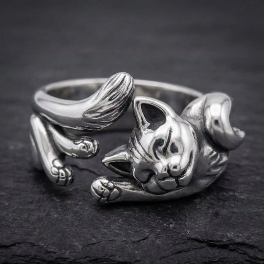 Vintage Silver Cat Ring