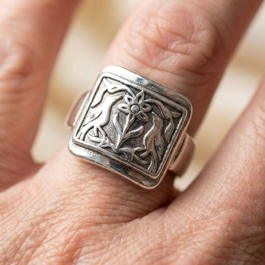 Vintage Silver Floral Ring