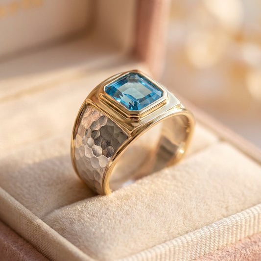 Vintage Silver & Gold Blue Crystal Ring