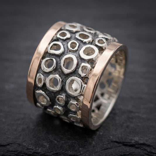 Vintage Silver Hollow Thick Ring