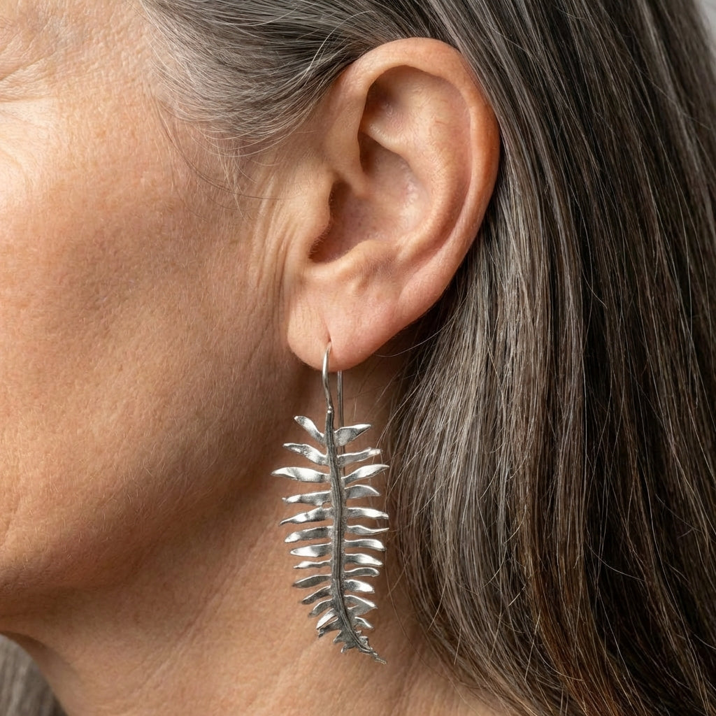 Vintage Silver Leaf Earrings
