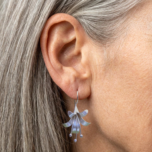 Vintage Silver Lotus Earrings
