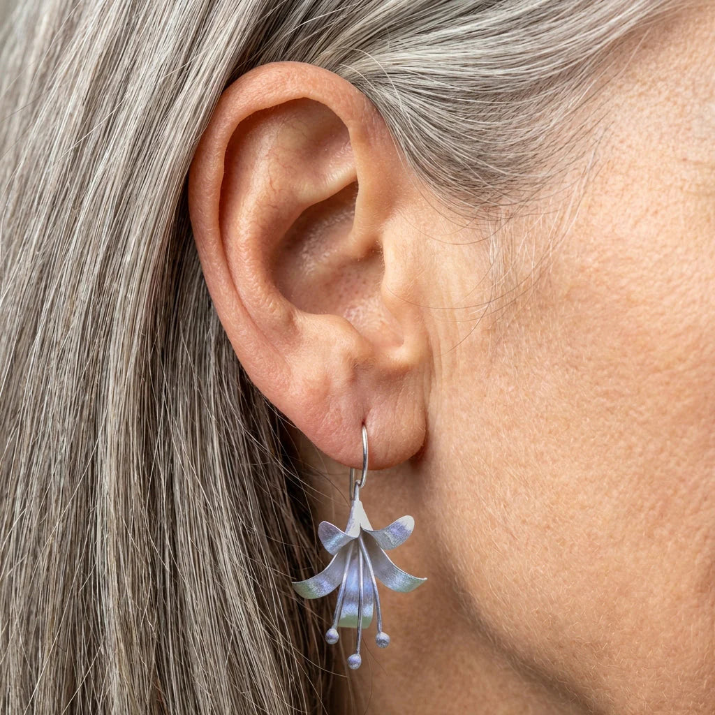 Vintage Silver Lotus Earrings