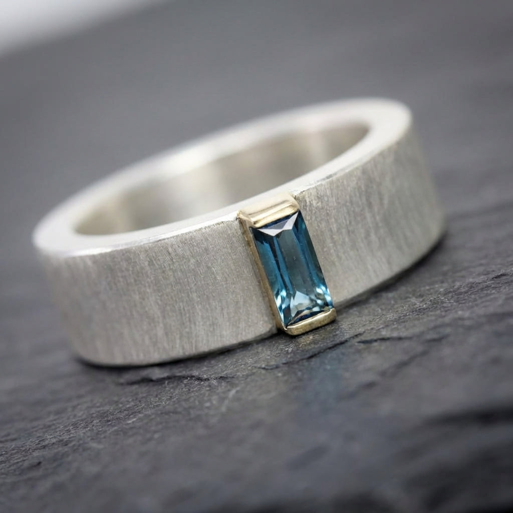 Vintage Sky Glass Silver Ring