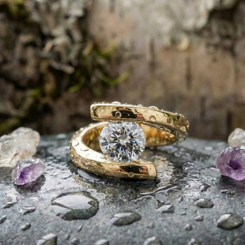 Vintage Spiral & Zirconia Ring