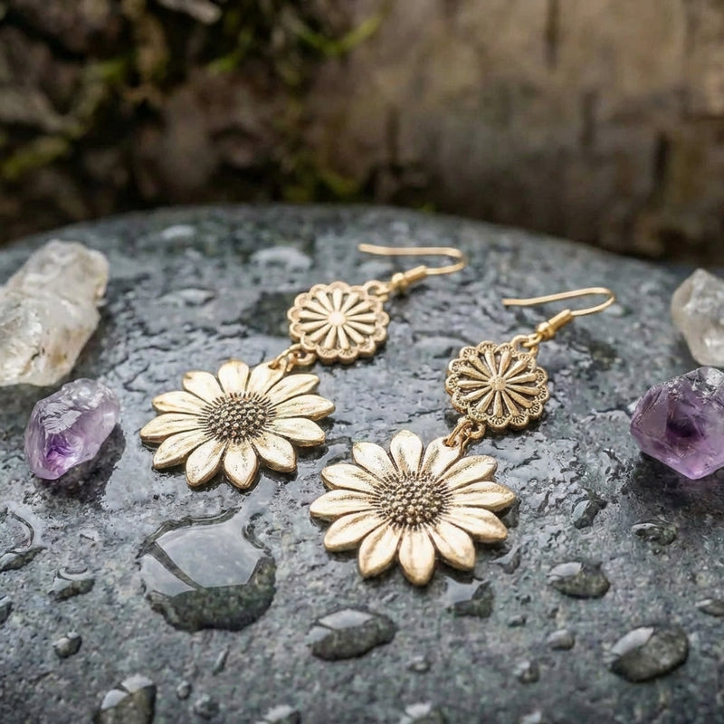 Vintage Sunflower Earrings