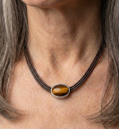 Vintage Tiger Eye Stone Necklace