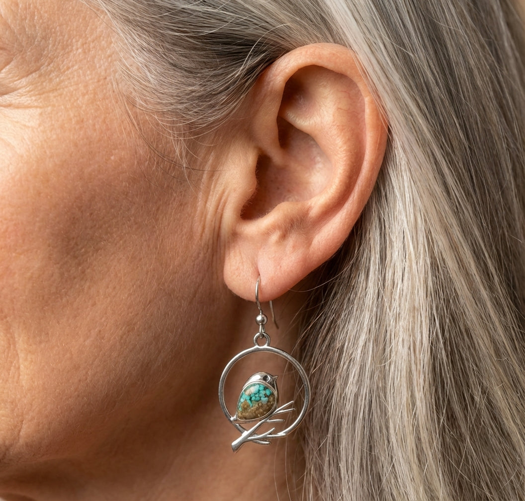 Vintage Turquoise Bird Earrings