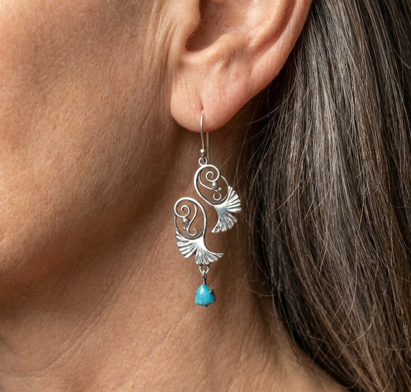 Vintage Turquoise Flower Earrings