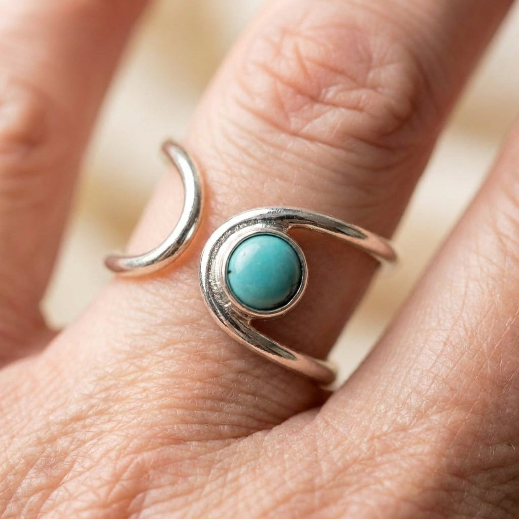 Vintage Turquoise Moon Ring