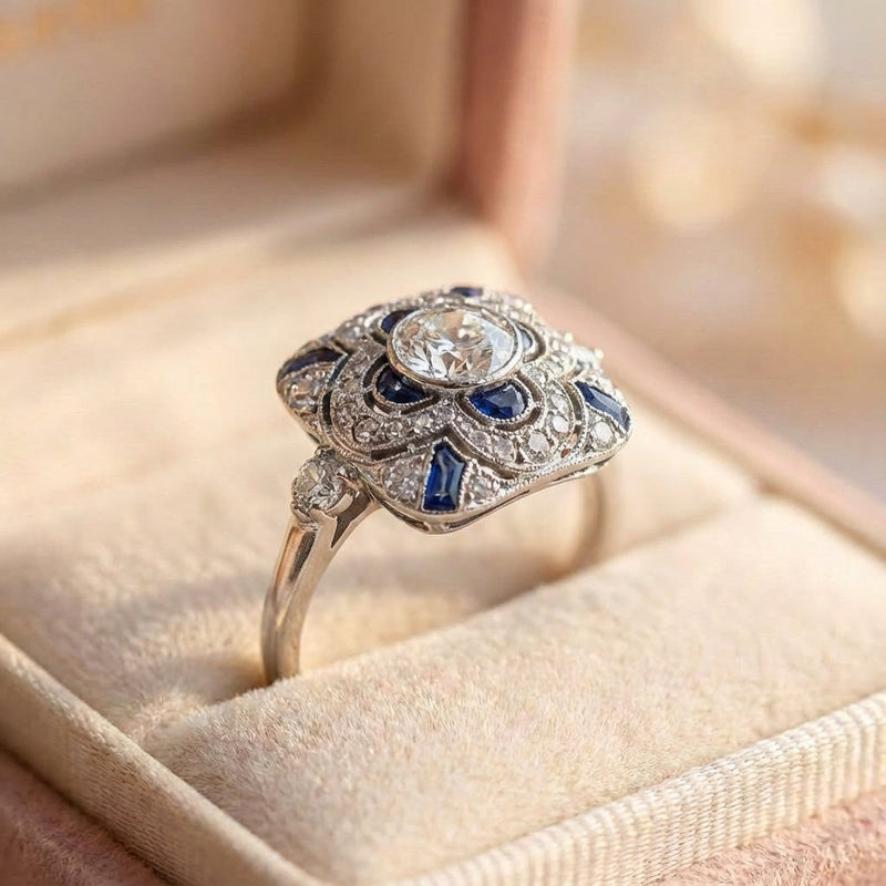 Vintage Silver Ring With Blue Zirconia