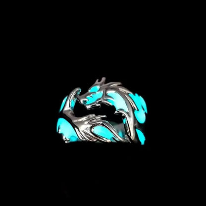 Blue Enamel Wave Silver Ring