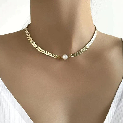 Greek Pearl Necklace In Gold
