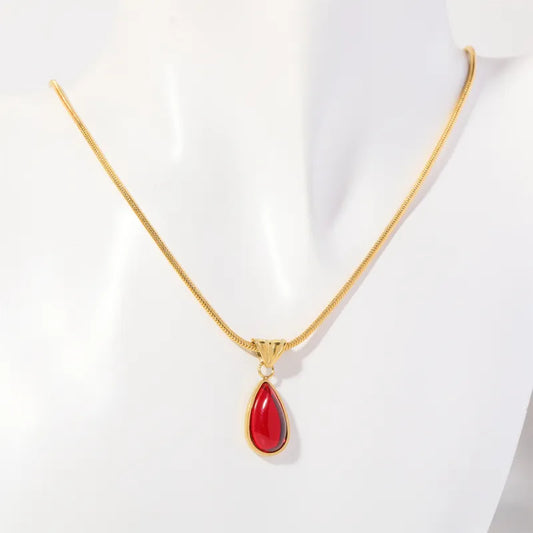 Red Crystal Silver Necklace
