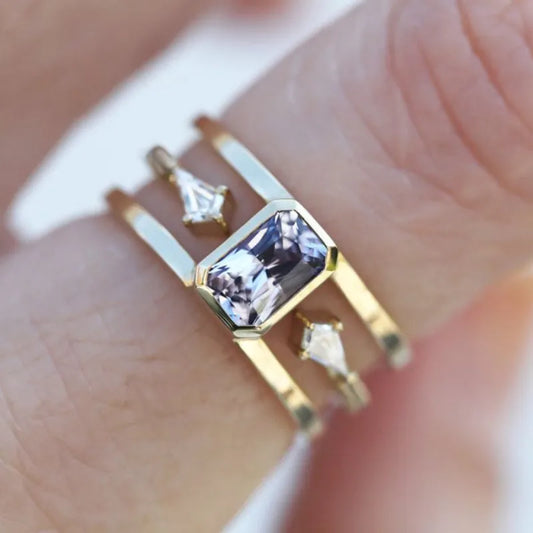 White Cubic Stone Forged Ring