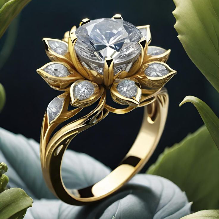 Golden Floral Crown Ring