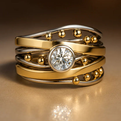 Vintage Gold Inlaid Zirconia Ring