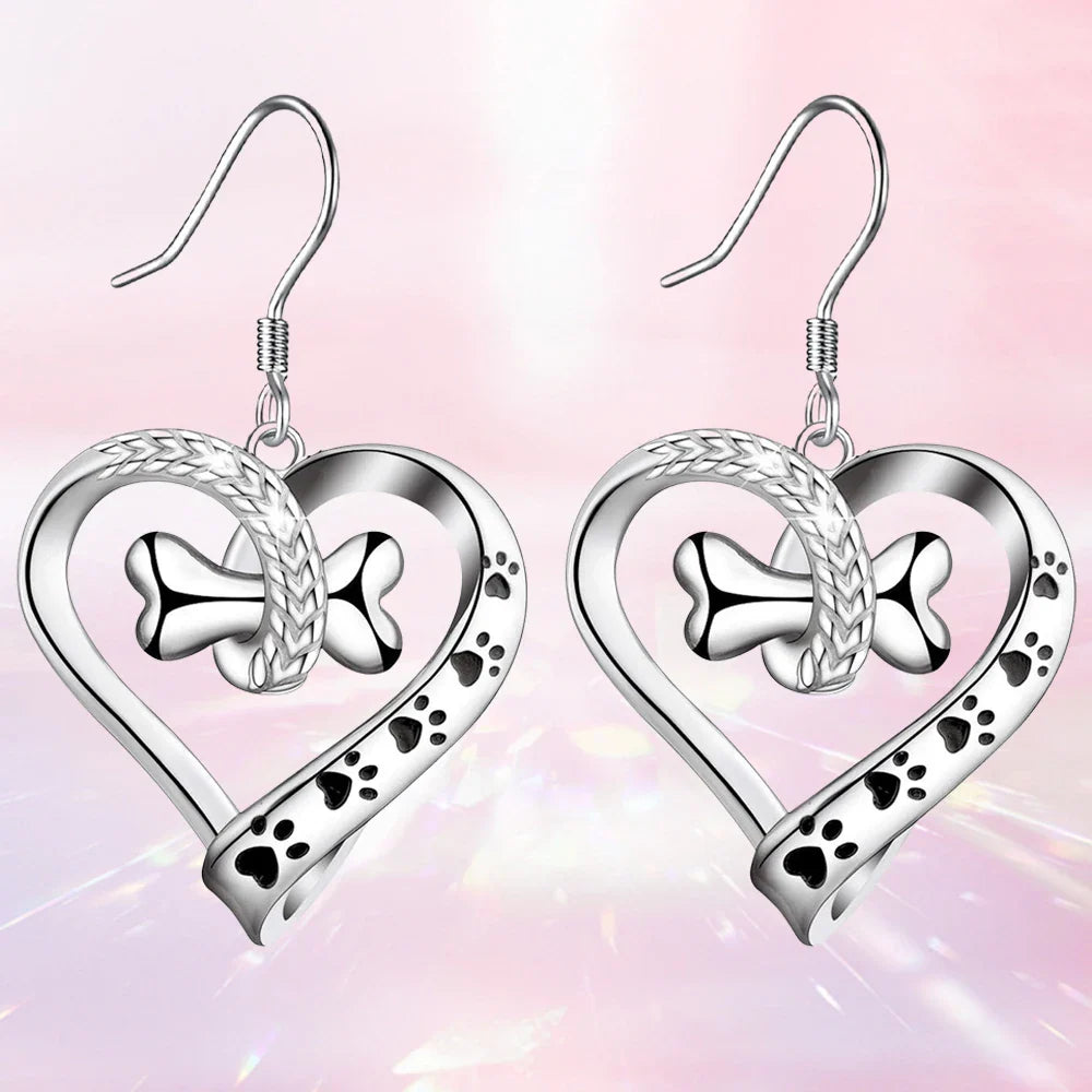 2-Piece Jewelry Set With Paw, Heart & Bone Charms