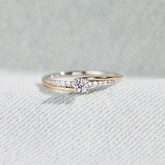 Exquisite Gold & Silver Zirconia Ring