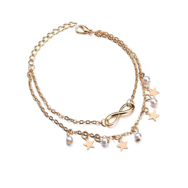 Infinity Anklet Bracelet + Pearls And Stars