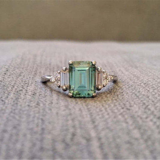 Inlaid Green & Blue Glass Ring