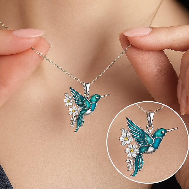 Beautiful Turquoise Hummingbird Necklace With Bonus Earrings – Offer