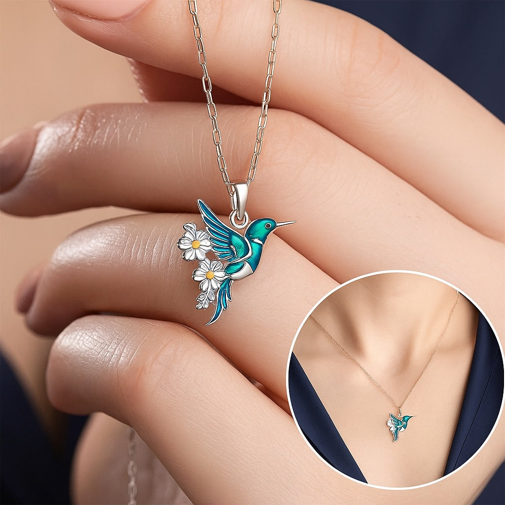 Beautiful Turquoise Hummingbird Necklace With Bonus Earrings – Offer