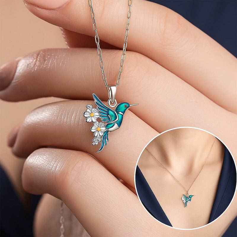 Beautiful Turquoise Hummingbird Necklace With Bonus Earrings – Offer