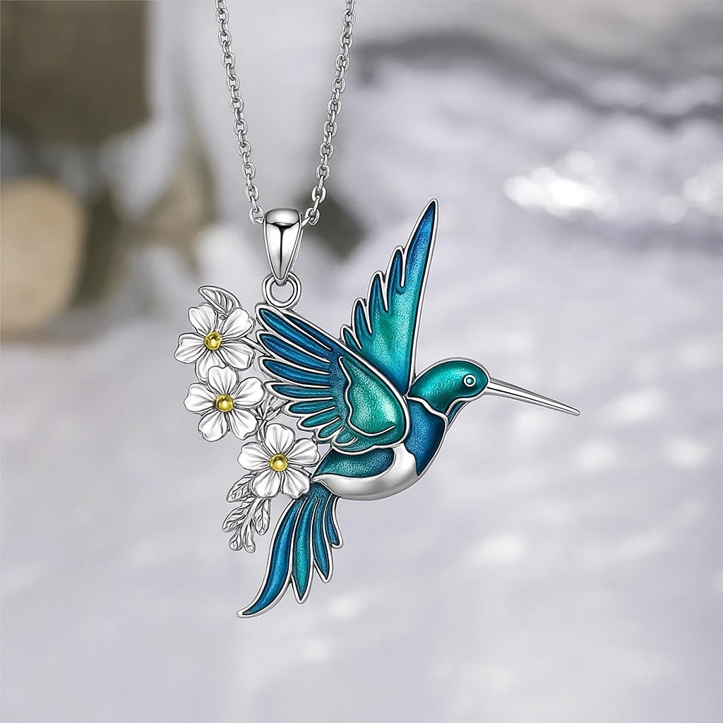 Beautiful Turquoise Hummingbird Necklace With Bonus Earrings – Offer