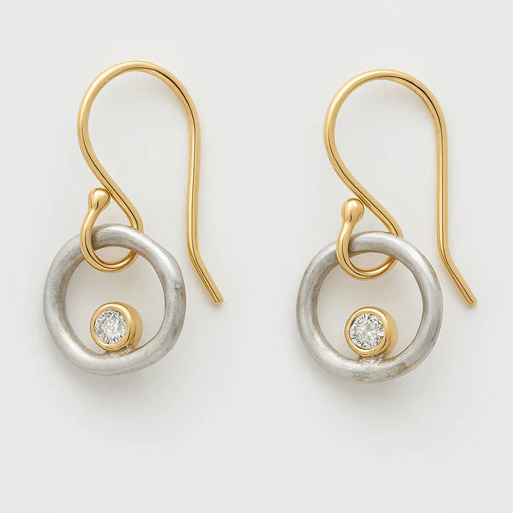 Vintage Gold & Silver Zirconia Earrings