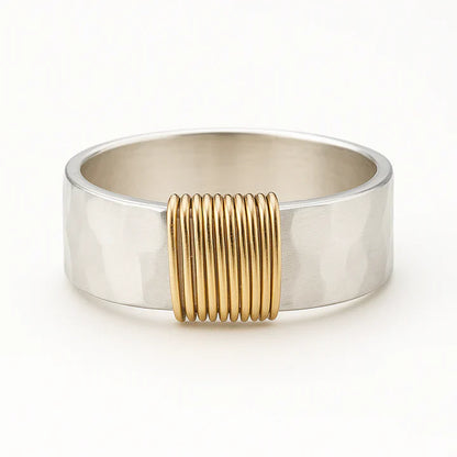 Vintage Golden Threads Silver Ring