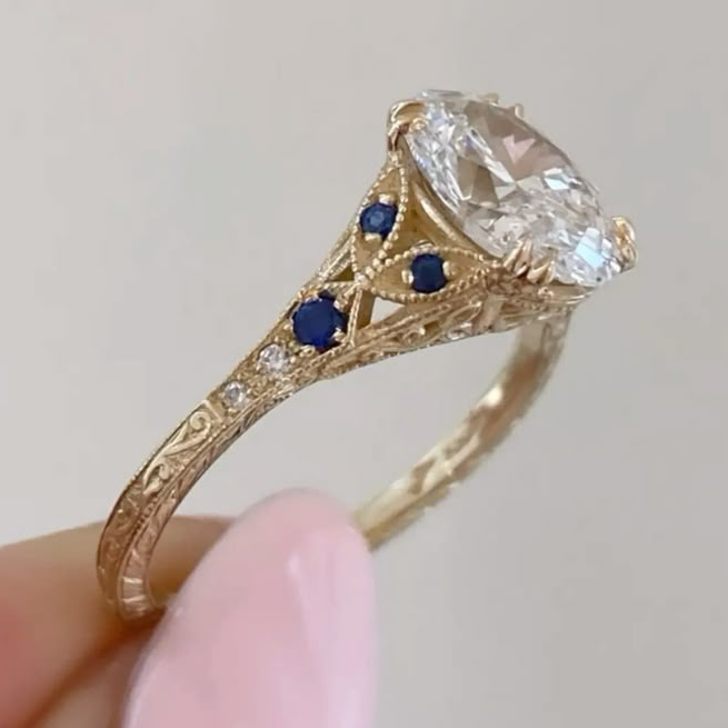 Sapphire Filigree Ring