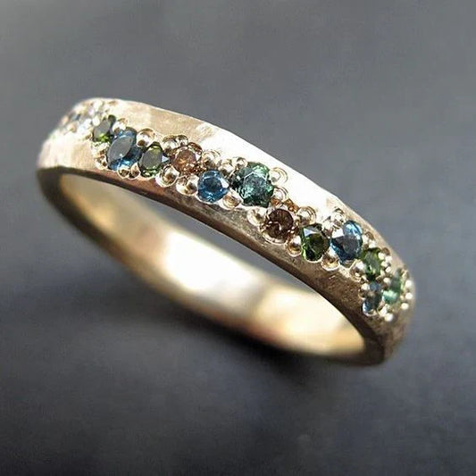 Vintage Colorful Forged Gold Ring