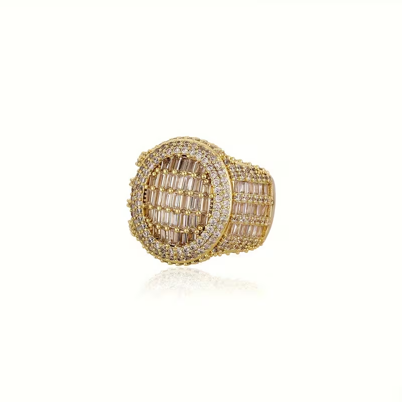 Vintage Golden Zirconia Rounded Ring