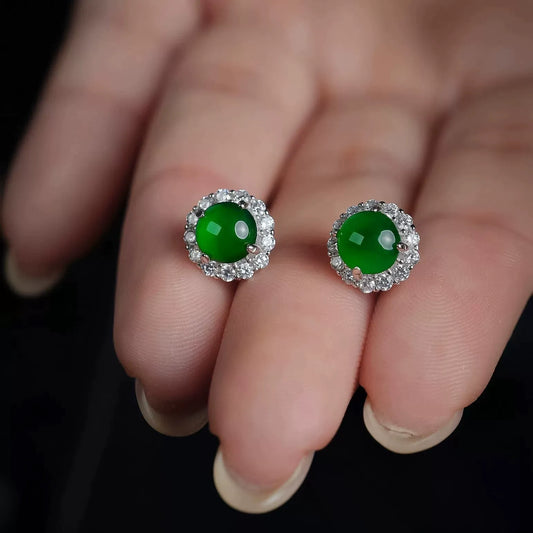 Chrysoprase Stud Sterling Silver Earrings